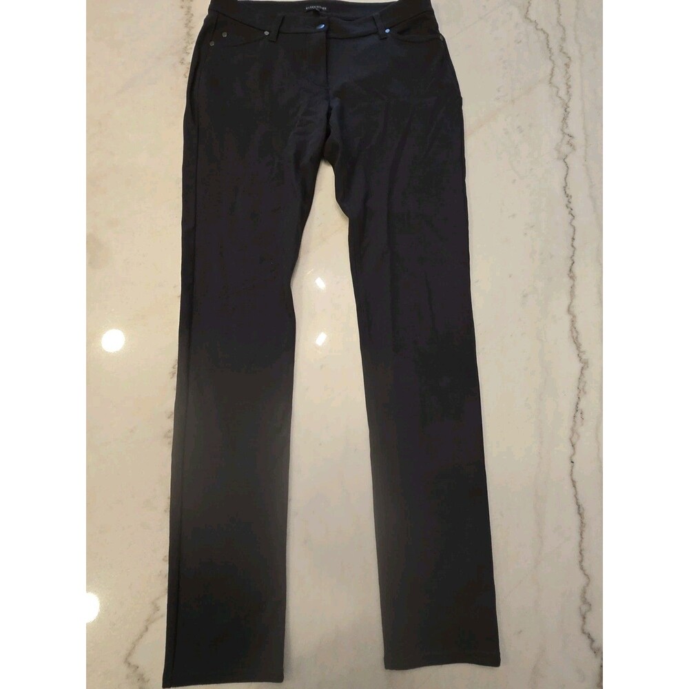 Eileen Fisher Pants Sz 8 Black 5 Pocket Zipper Fly Ponte Knit Slim Leg Stretch